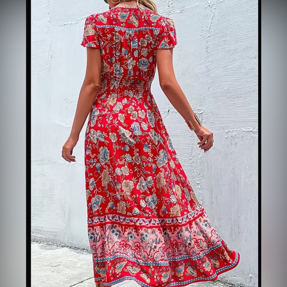 TRIBAL PRINT RUCHED DRESS - Picture 2 of 14